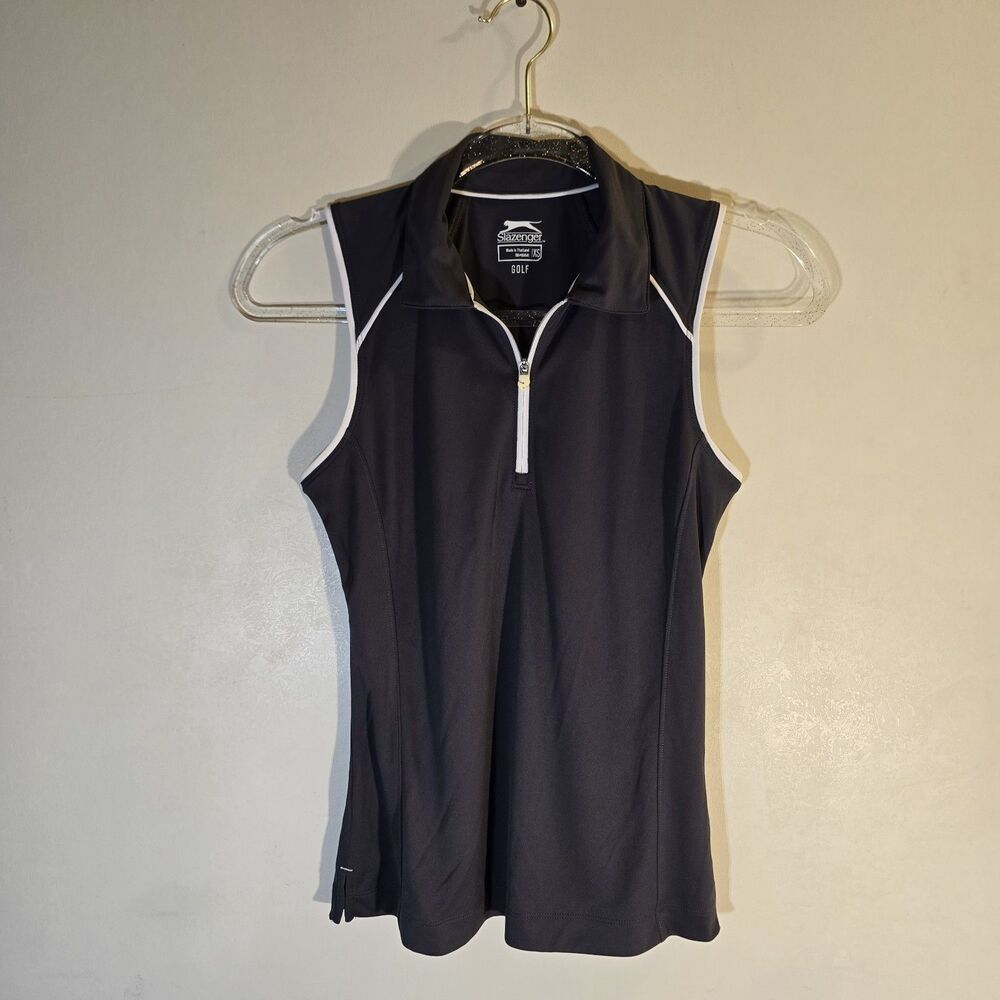 Slazenger Women Xs Golf Shirt Sleeveless Polo Tank Top Quarter Zip Gray